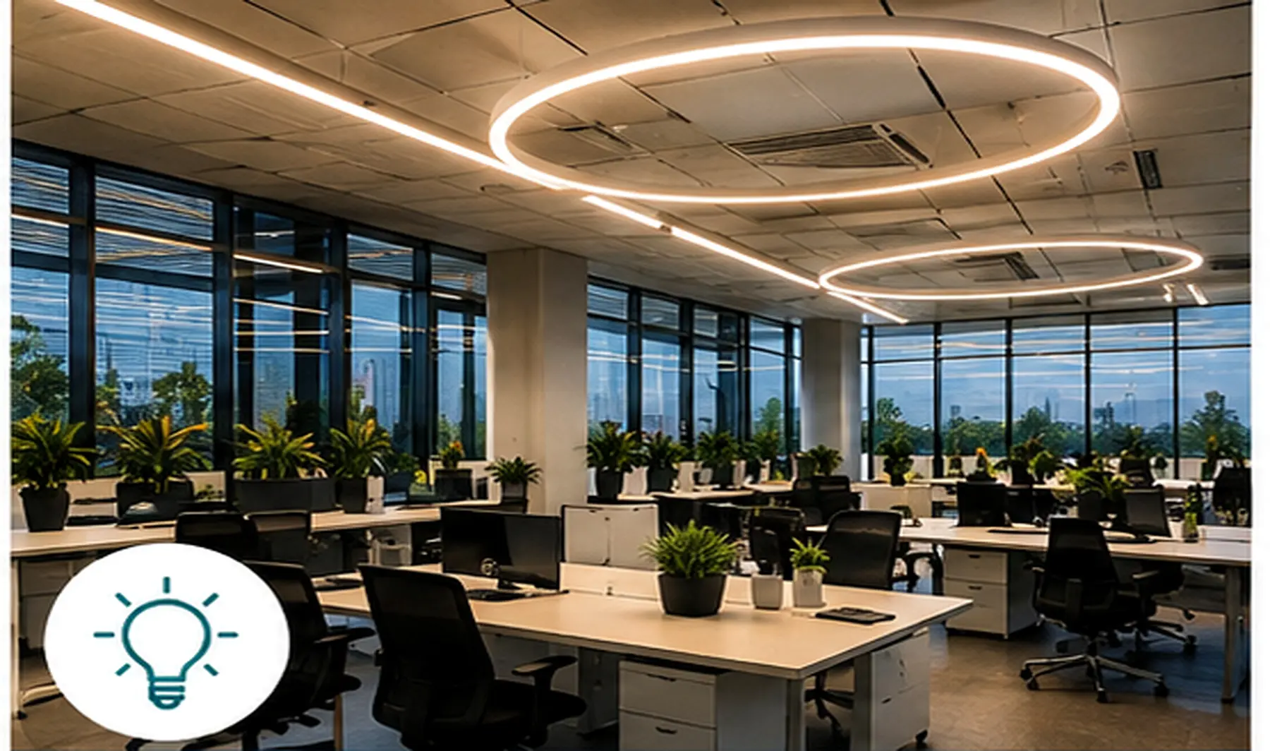 Ambiente di lavoro con illuminazione tecnica